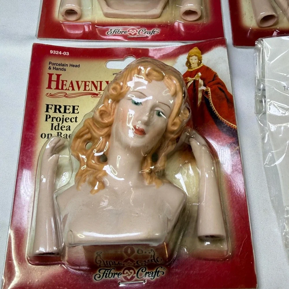 Vintage Fibre-Craft Heavenly Porcelain‎ Angel Tree Topper Head Hands Kit Lot 4